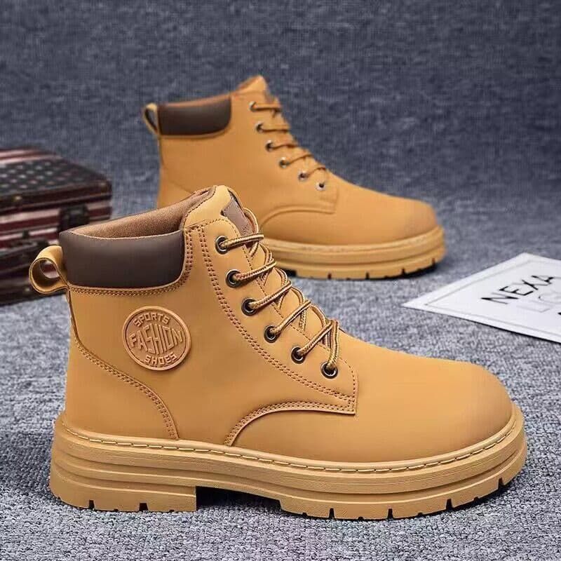 2024 Autumn/Winter New Style High-Top British Style Work Boots for Men and Women, Thick Sole, Non-Slip Ankle Boots for Women