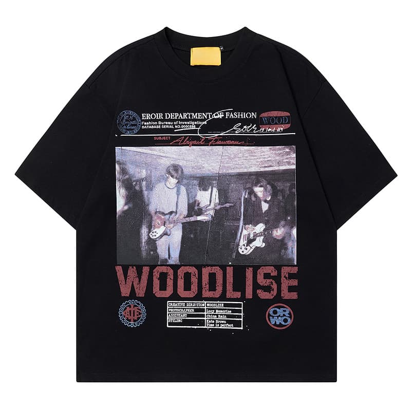 Retro American Rock T-Shirt Oversize High Street Crew Neck Short Sleeve Letter Print Unisex Couple's Top Cotton Casual Summer