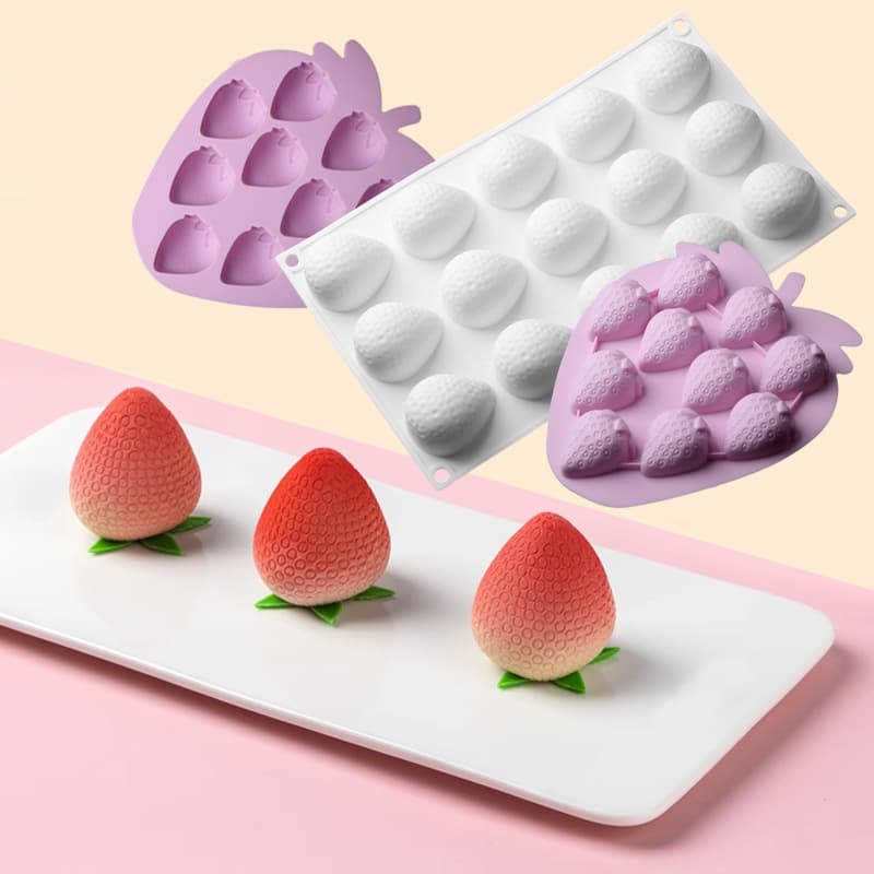 Multiple Small Strawberry Fruit Mousse Cake Mold, Lu Chu Silicone Mold, French Dessert Simulation Mini Rice Cake Chocolate Mold