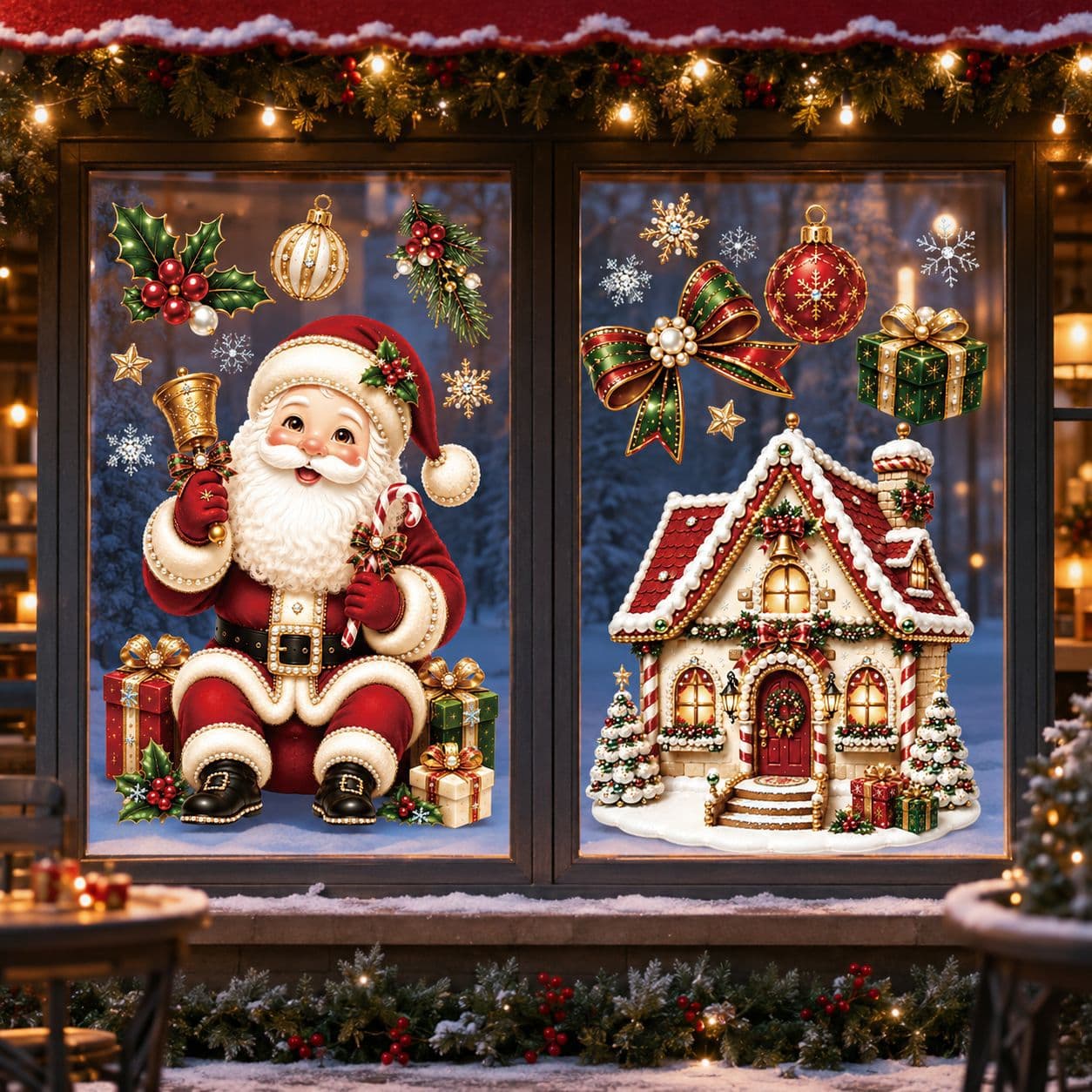 Creative and exquisite Santa Claus glass stickers winter snow house town static stickers Christmas decoration window stickers