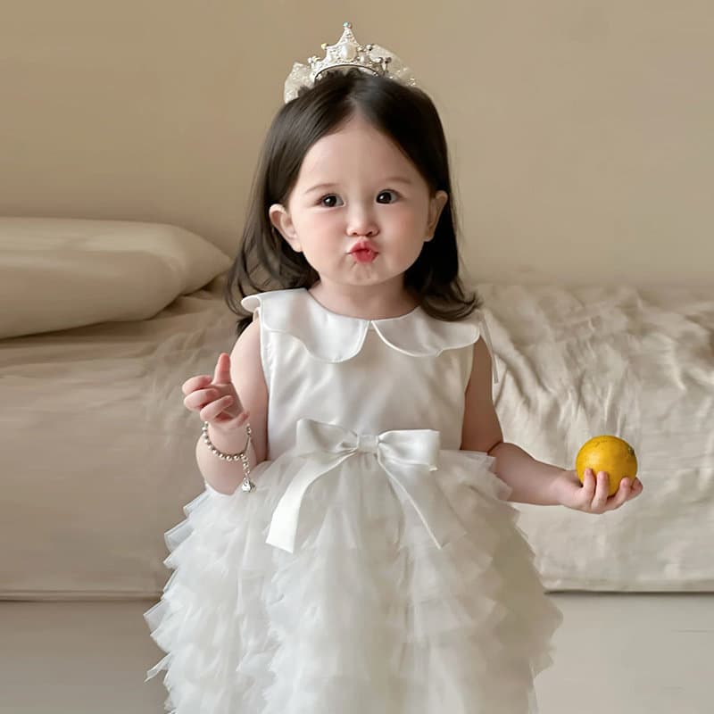 Baby Girl Birthday Dress Princess Tutu White Summer Children's Wedding Gown