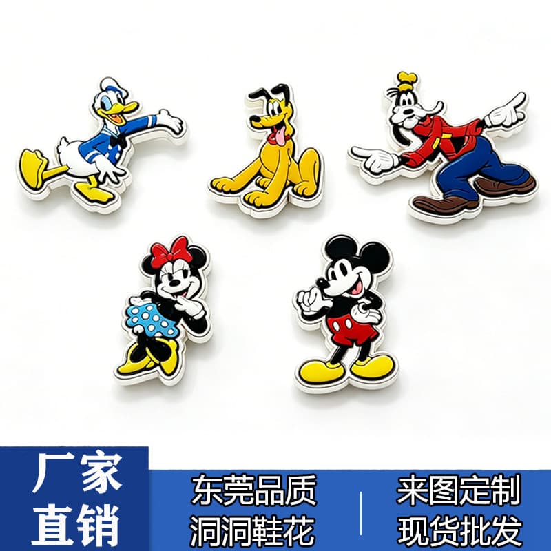 New Croc Shoes Flower Accessories PVC Mickey Mouse Series Cute Cartoon Versatile Shoes Flower Croc Shoes Buckle Shoes