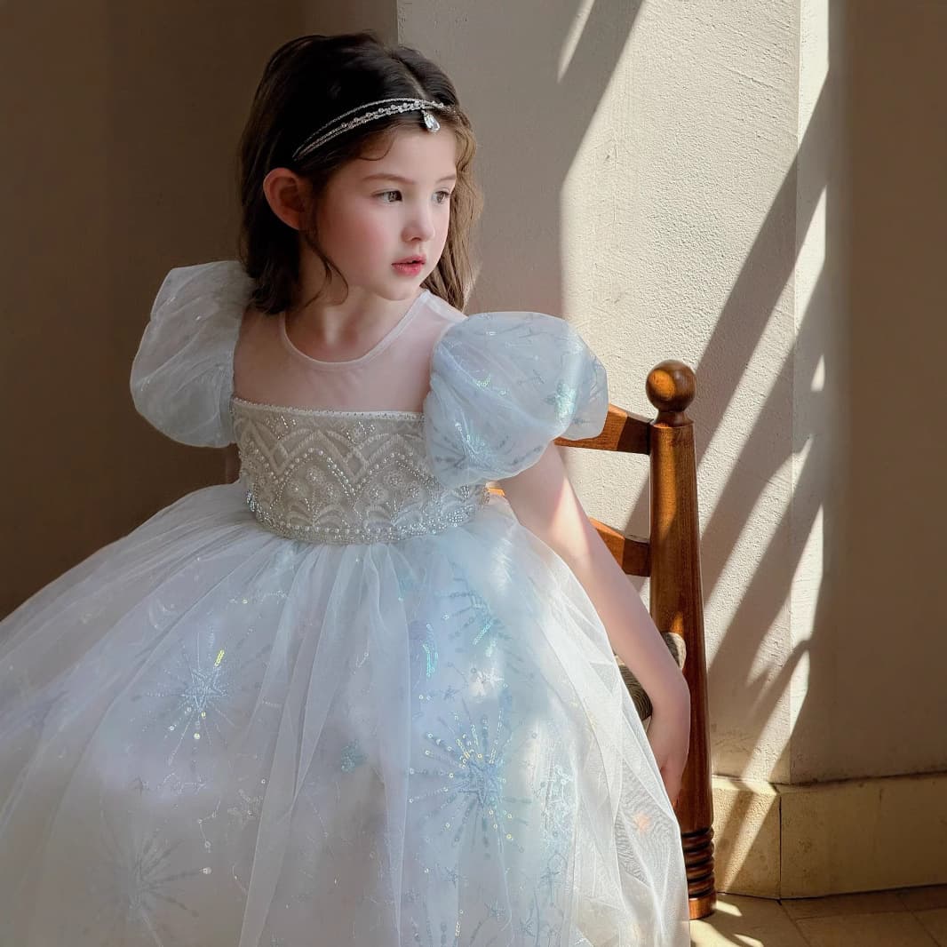 Frozen Elsa Princess Dress for Girls 2025 Spring/Summer New Children's Birthday Gown Performance Costume