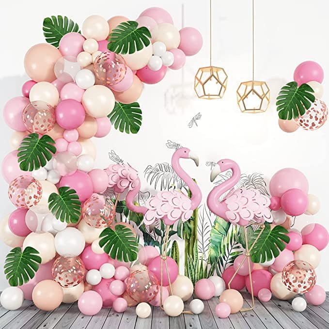 Pink Balloon Arch Garland Set Flamingo Theme Girl Wedding Birthday Baby Baptism Party Decoration
