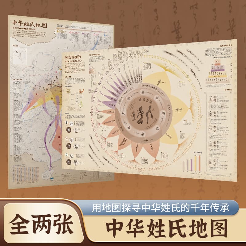 Chinese Surname Map (Set) - Explore the Millennium Heritage of Chinese Surnames Through Maps