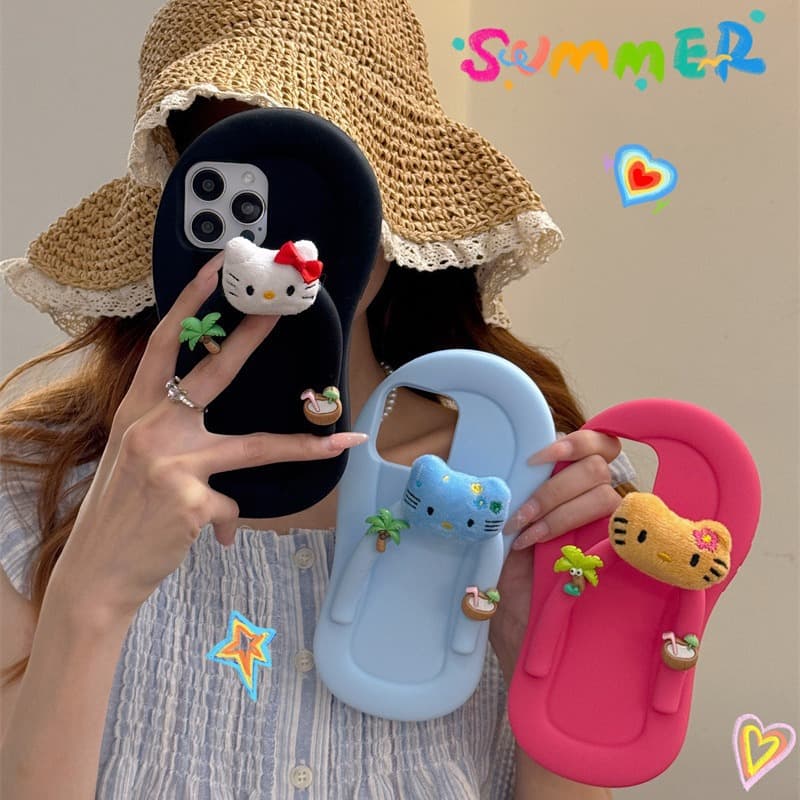 kitty summer slippers personalized creative suitable for iPhone15ProMax Apple 14/13/12 mobile phone case women