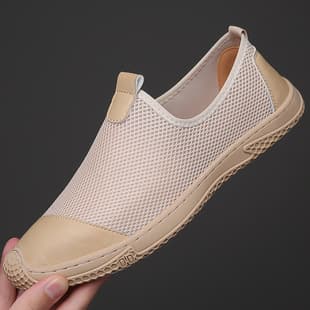 2026 Summer New Men's Mesh Breathable Casual Shoes Hollow Breathable Hole Shoes Sandals Slip-on Mesh Fabric