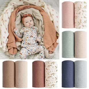 Cross-border Double-Layer Crinkle Gauze Swaddle Blanket for Newborns, Printed Muslin Wrap, Baby Swaddle