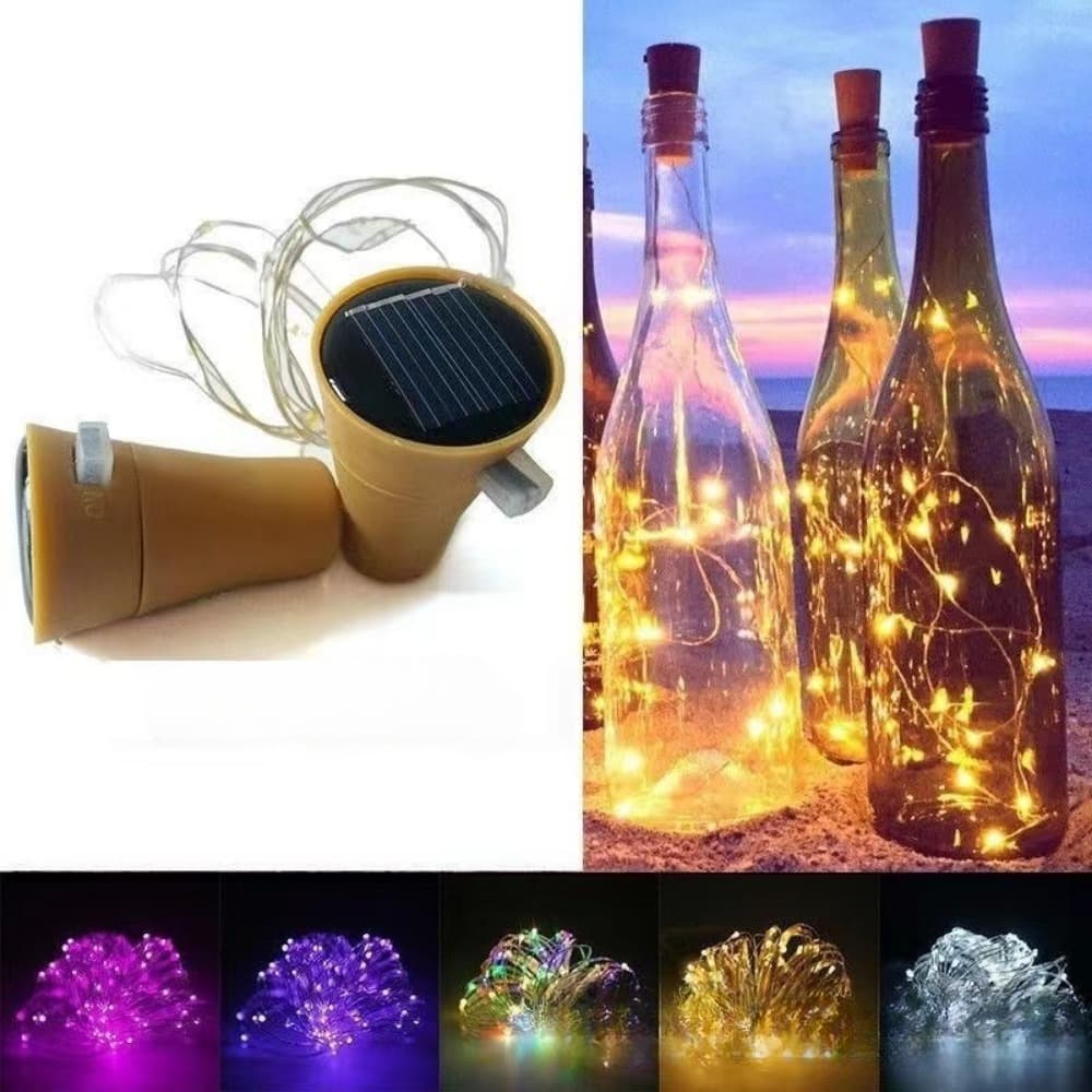 Wholesale solar-powered bottle stopper string lights, garden lights, copper wire button batteries, Christmas decorations, copper wire lighting fixtures