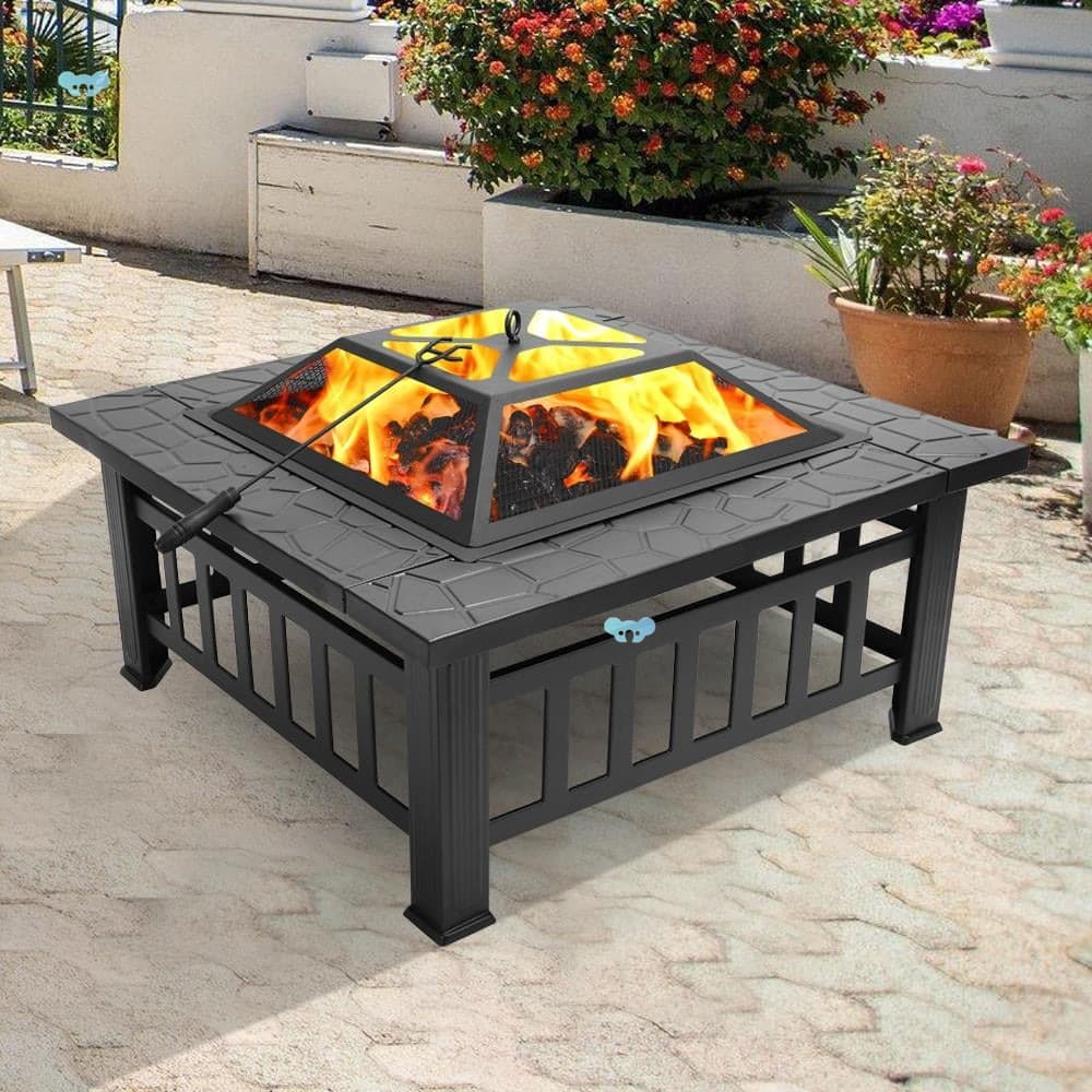 32-inch Outdoor Fire Pit Table, Metal Fire Basin
