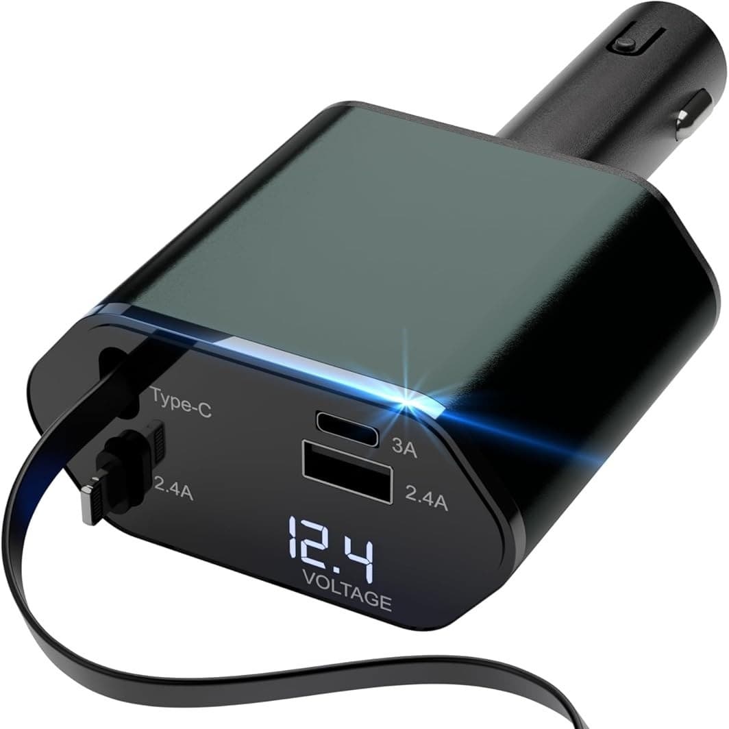 New Vehicle Fast Charger Mini 4-in-1 Retractable Cable Phone Type-C Super Fast Charger