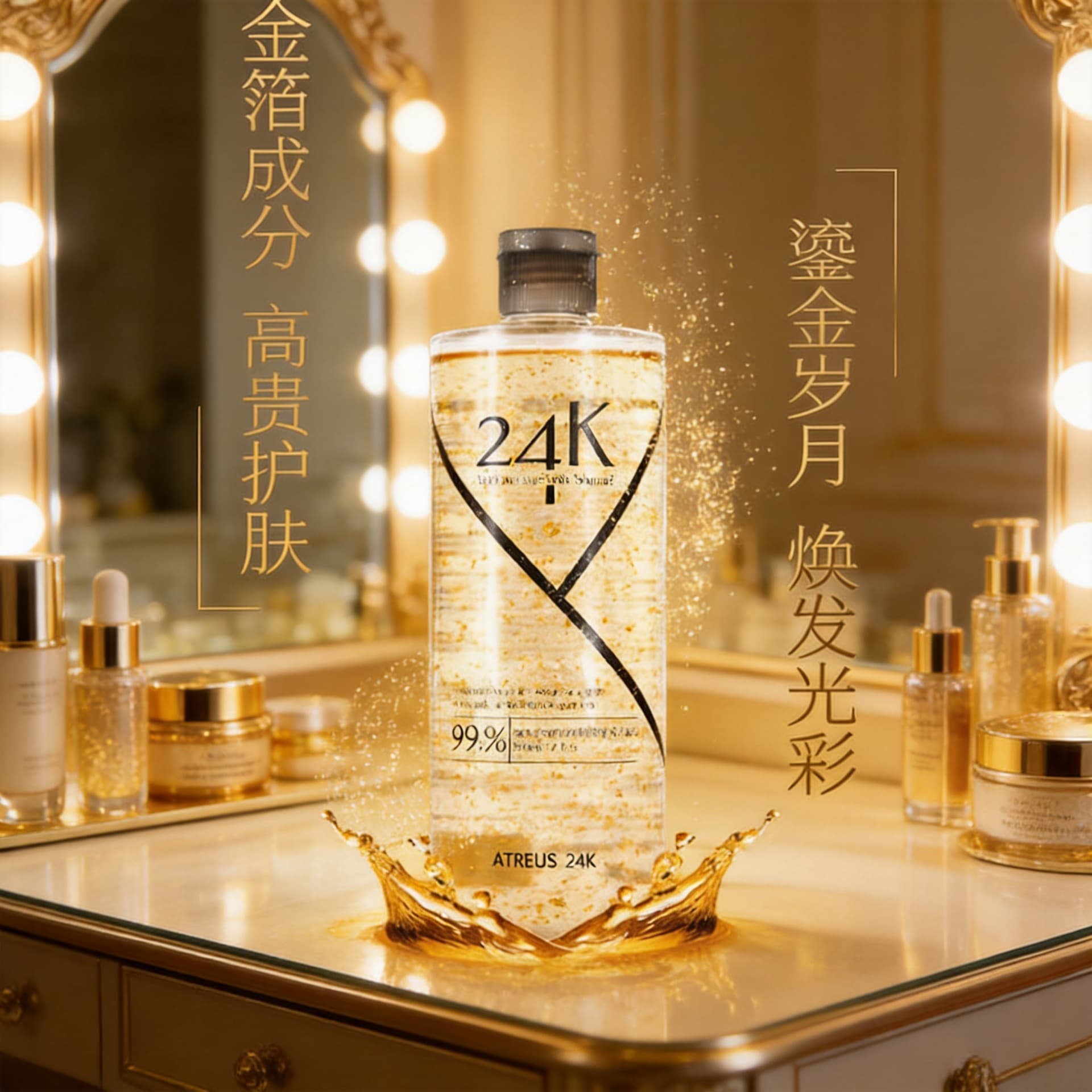ATREUS Gold Moisturizing Toner 24k Gold Foil 2 Bottles (500ml/Bottle) Nourishing Hydrating Moisturizing Autumn Winter