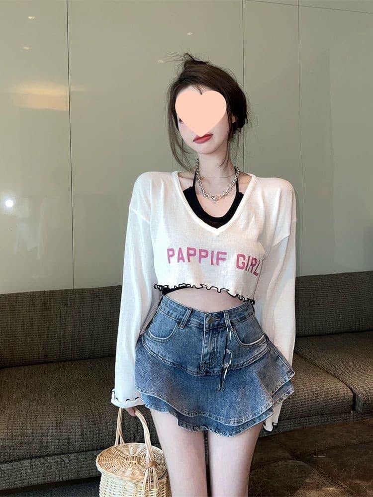 Sun protection clothing women's two-piece summer loose sexy long-sleeved shirt thin sweet hottie short top air conditioning cover