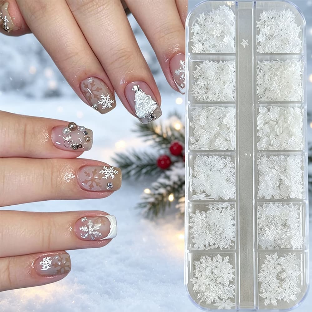 Christmas Sugar Diamond Nail Art Decorations Festive Snowflake Star Butterfly Heart Nail Accents