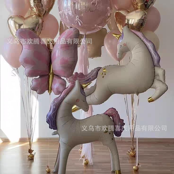 3D Unicorn Foil Balloon for Kids Girls Baby Birthday First Birthday Party Decoration Aluminum Film Balloon