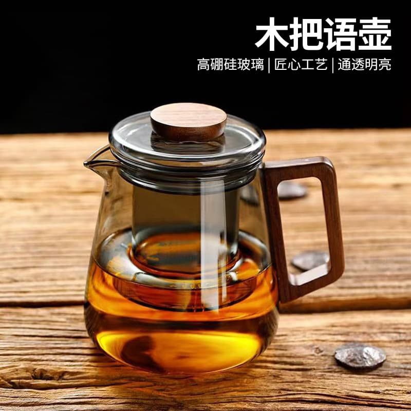 Cross-Border High Borosilicate Glass Teapot for Home Use, Heat-Resistant Thickened Tea Set with Tea-Water Separation