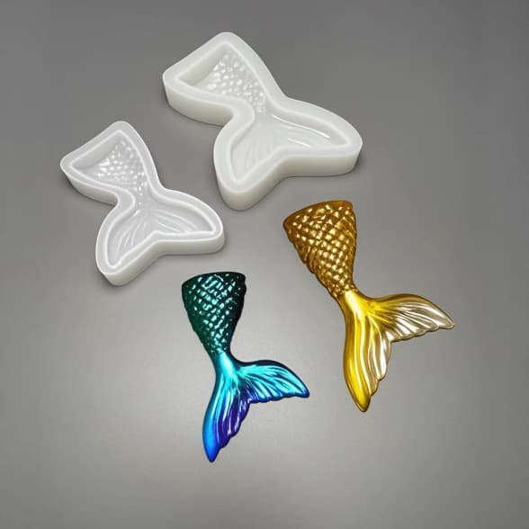DIY Crystal Resin Silicone Mold Large and Small Mermaid Tail Ornament Silicone Mold Amazon Wholesale
