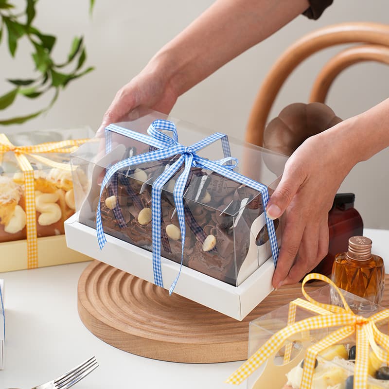 Swiss Roll Cake Box with Tray, Transparent Dessert Pastry Box, Cake Roll Packaging Box, Macaron Box, Sushi Box
