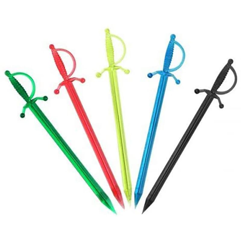 Ready-to-ship food-grade disposable plastic sword-shaped cocktail picks for tasting parties