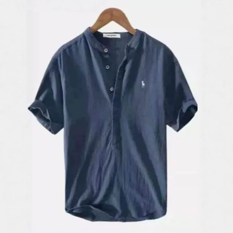Cross-Border Summer Simple Linen Casual Men's Pullover Shirt Breathable Fashion Loose Casual Shirt Dropshipping