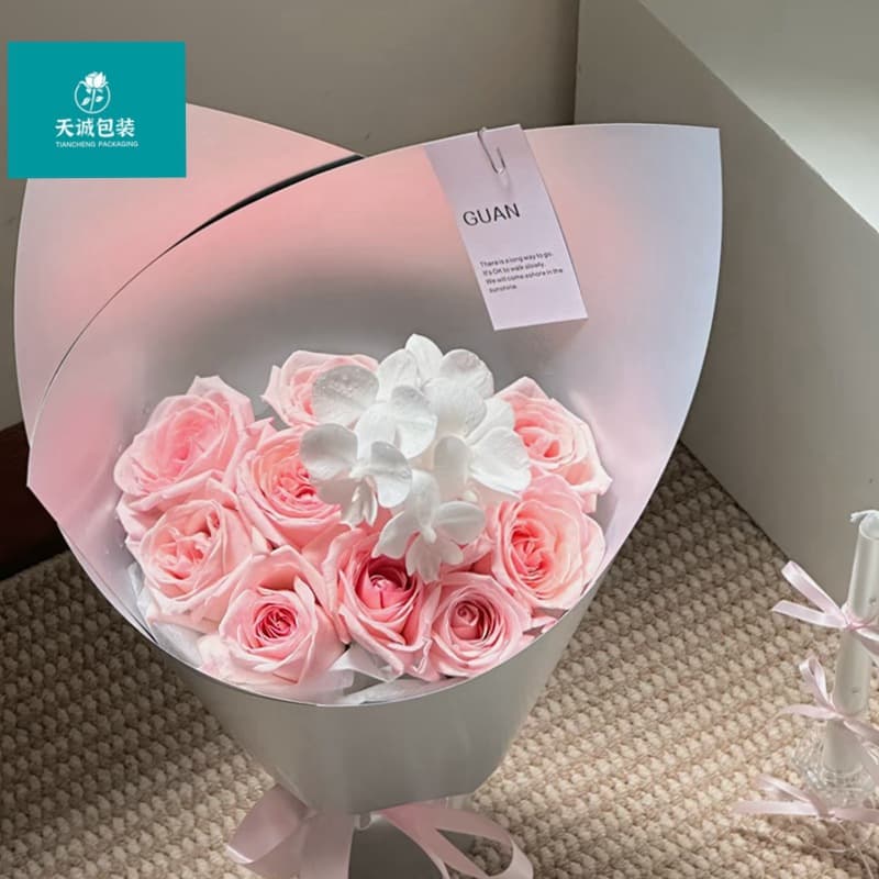 Thickened matte silver minimalist kraft paper flower wrapping paper rose bouquet wrapping paper hard card stock florist supplies