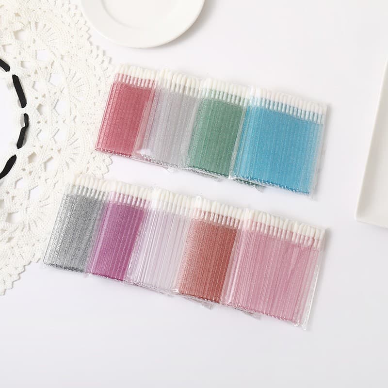 Custom Disposable Crystal Rod Lip Brush, Colored Blending Flocked Lip Gloss Makeup Solid Crystal Rod Lip Brush