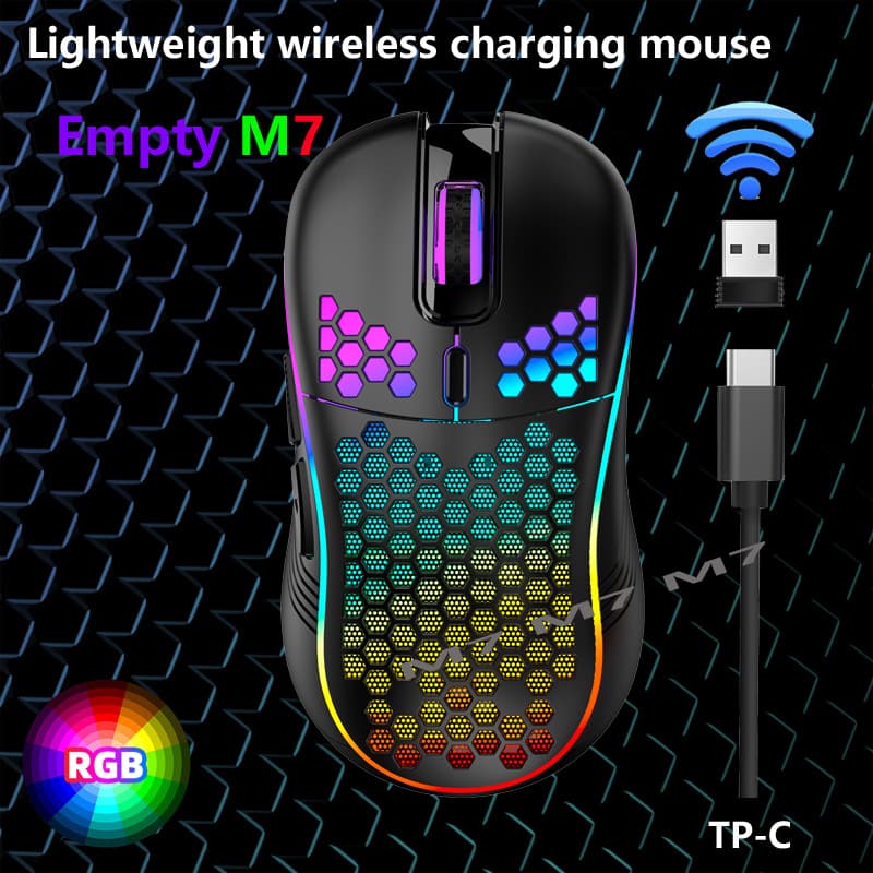 Wired Gaming Honeycomb Mouse Lightweight Wireless Mouse 7-Color Breathing Light Cross-border Computer Accessories