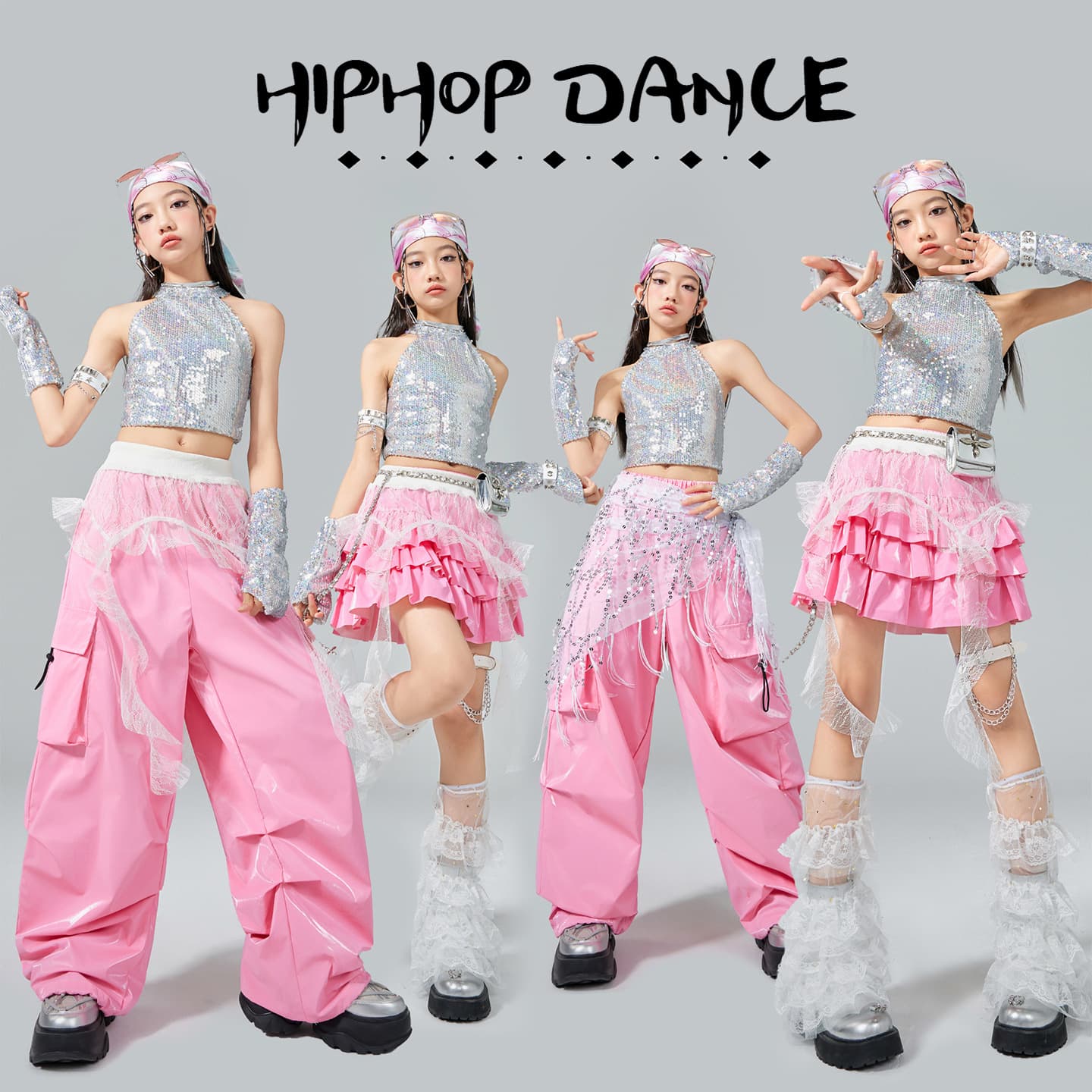 Girls pink jazz dance clothing children's jazz vest practice clothes children's street dance performance clothes girls suit trendy