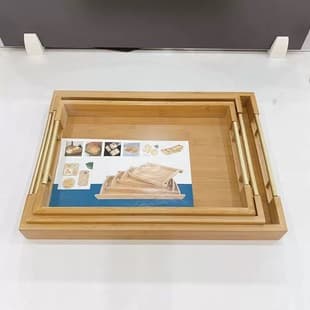 Bamboo Wooden Handle Tea Tray Rectangular Bread Tray European Style Cup Tray Hotel Serving Tray Home Use