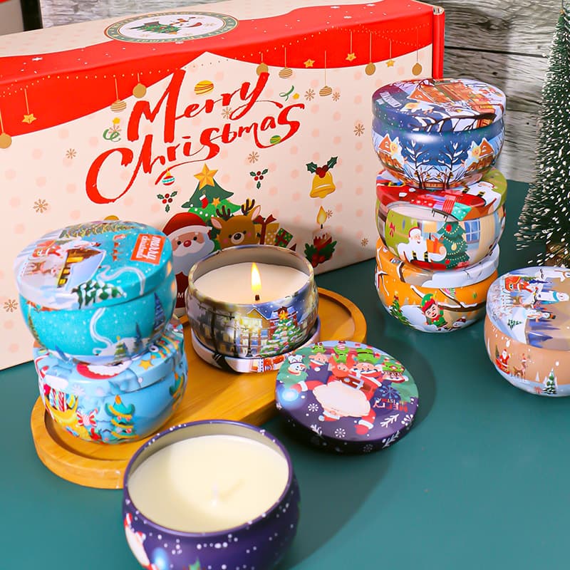 Christmas Limited Edition Tin Can Scented Candle Gift Set Holiday Souvenir Indoor Long-Lasting Fragrance