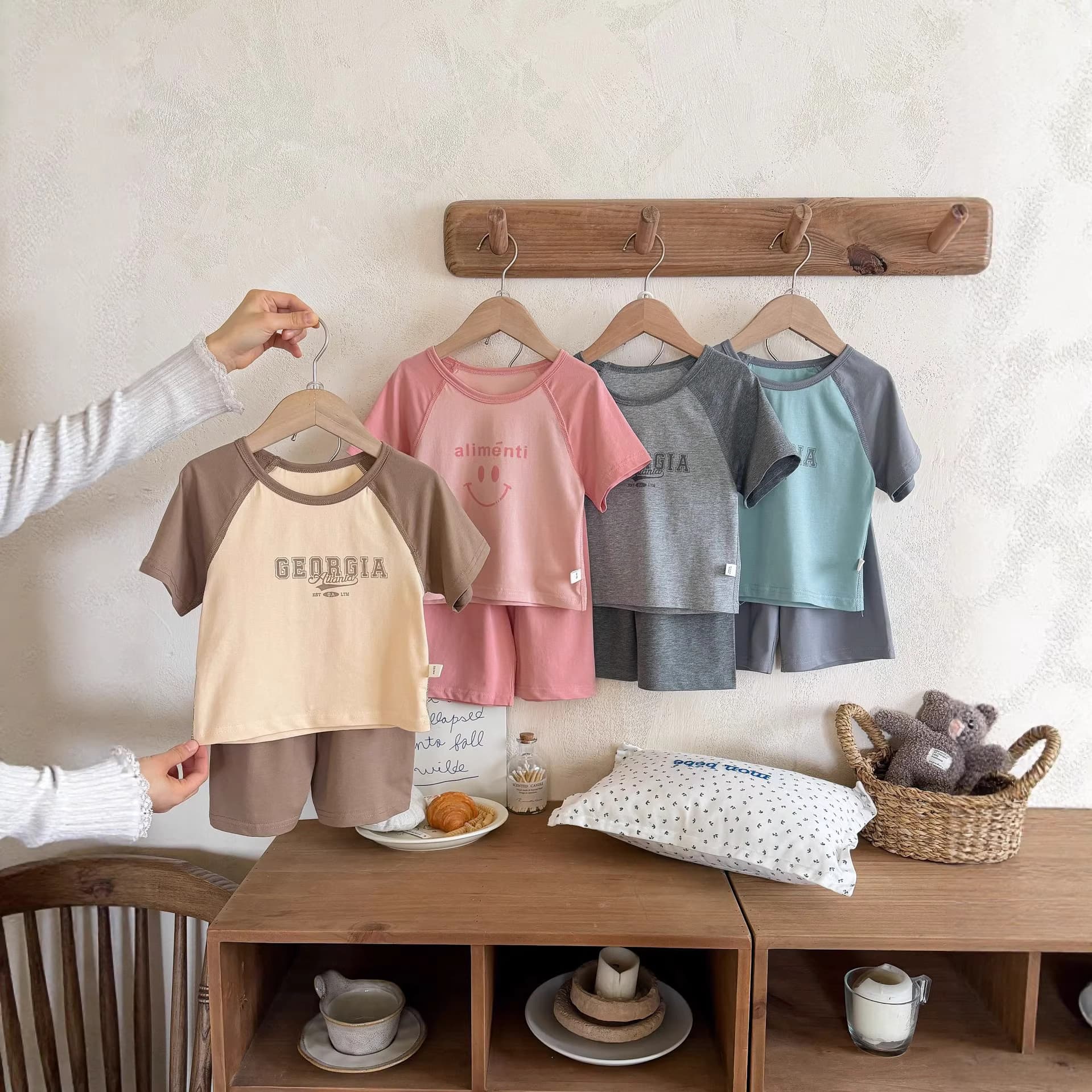 Children's Summer Thin Pajamas Boys Ice Porcelain Cotton Set Short Sleeve Pure Cotton Loungewear Toddler Air Conditioning Clothes