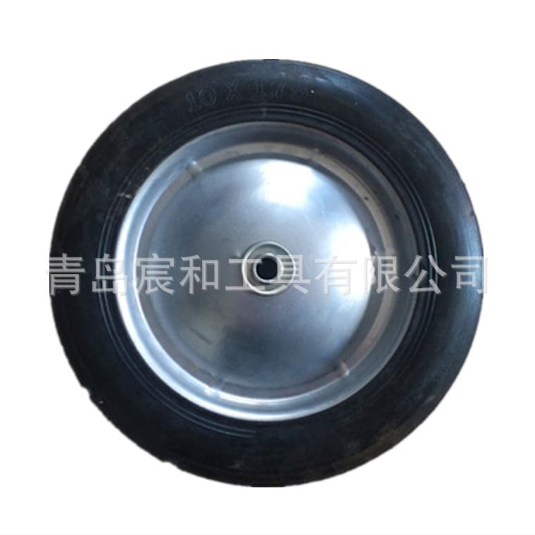 10-Inch 10×1.75 Solid Rubber Wheel, No Inflation Needed, for Agricultural and Factory Use, Small Cart Wheel, Tool Wheel with Iron Core
