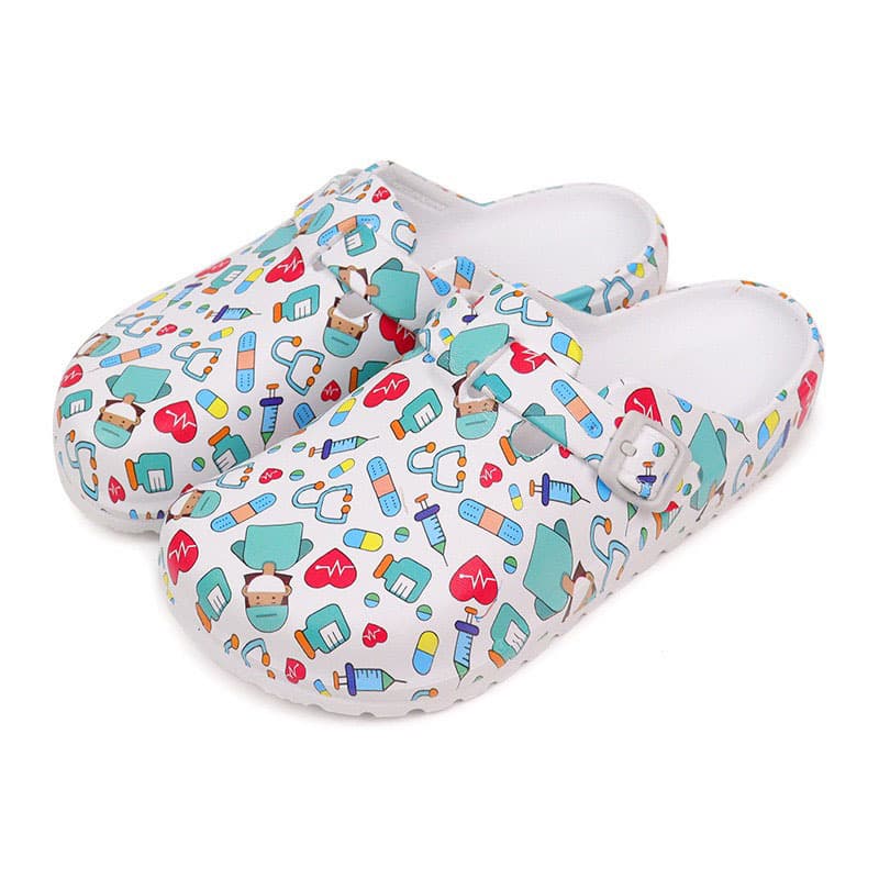 EVA Printed Toe-Cap Nurse Shoes Women Soft Sole Operating Room Protective Shoes Creative Cartoon Nurse Shoes Women Cross-Border Wholesale