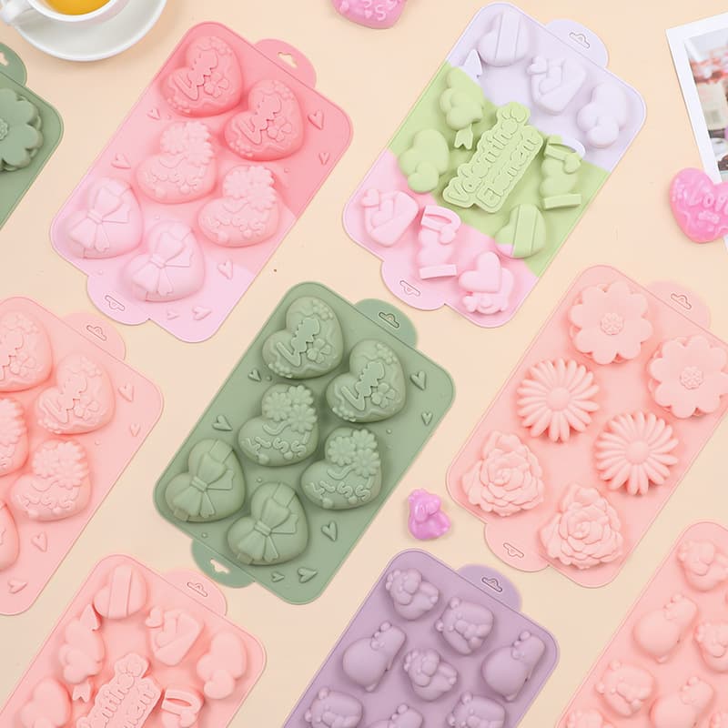 New Macaron Color Heart Baking Chocolate Mousse Silicone Mold, Food Grade, Easy Release Chocolate Mold