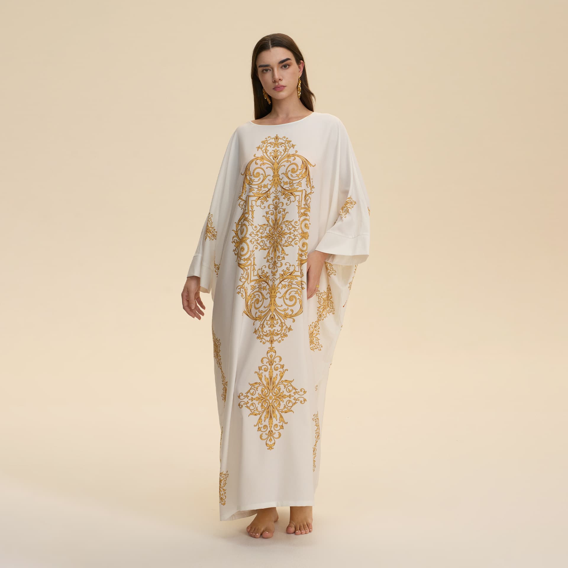 Women's Cross-Border Four-Way Stretch Pajama Robe, Loose, Luxurious, Fashionable, Printed, Suitable for Outdoor Wear Zp3946