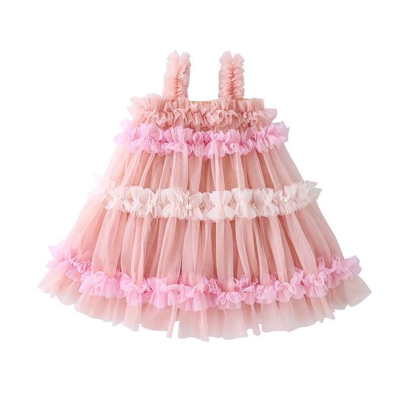Princess Style Strapless Dress for Girls A-Class Nylon Fabric 3-6 Years Old Children Fashionable Skirt Baby Girl's Clothing