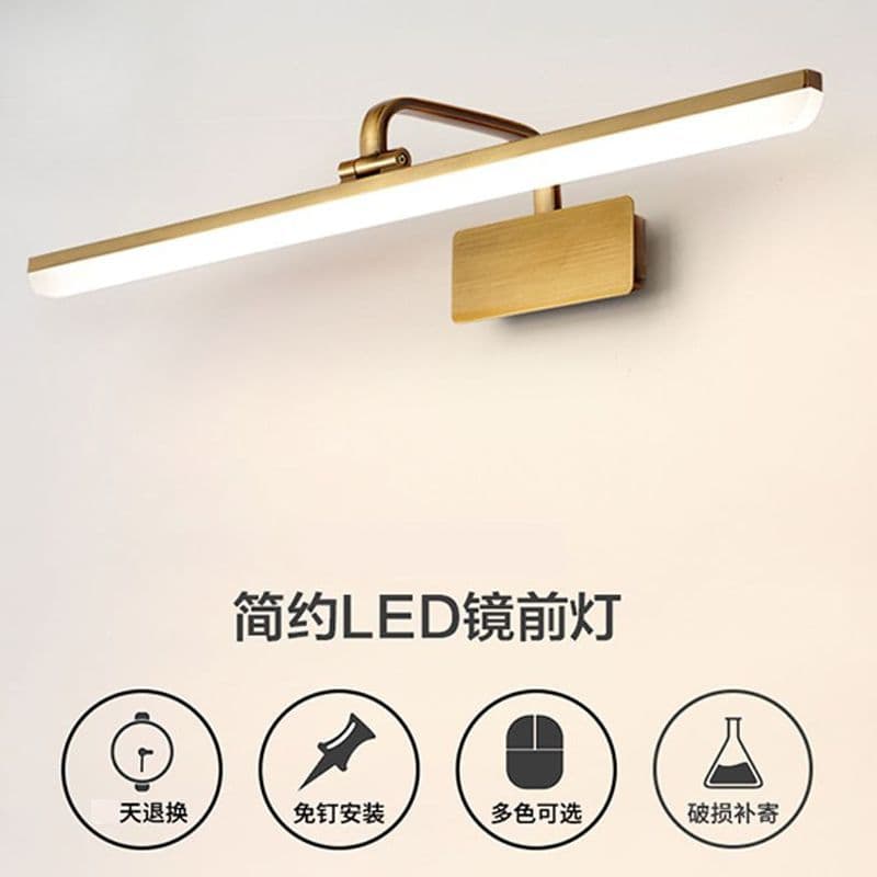 Bathroom Mirror Light No-Drill Simple LED Waterproof Fog Mirror Light Wall Lamp Makeup Fill Light for Mirror Cabinet