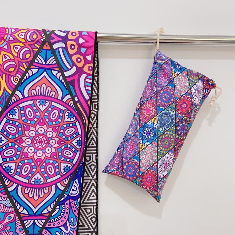 Cross-border Foreign Trade Mandala Mesh Bag Cloth Bag Packaging Double-sided Velvet Quick-dry Bath Towel Double-sided Printed Beach Towel