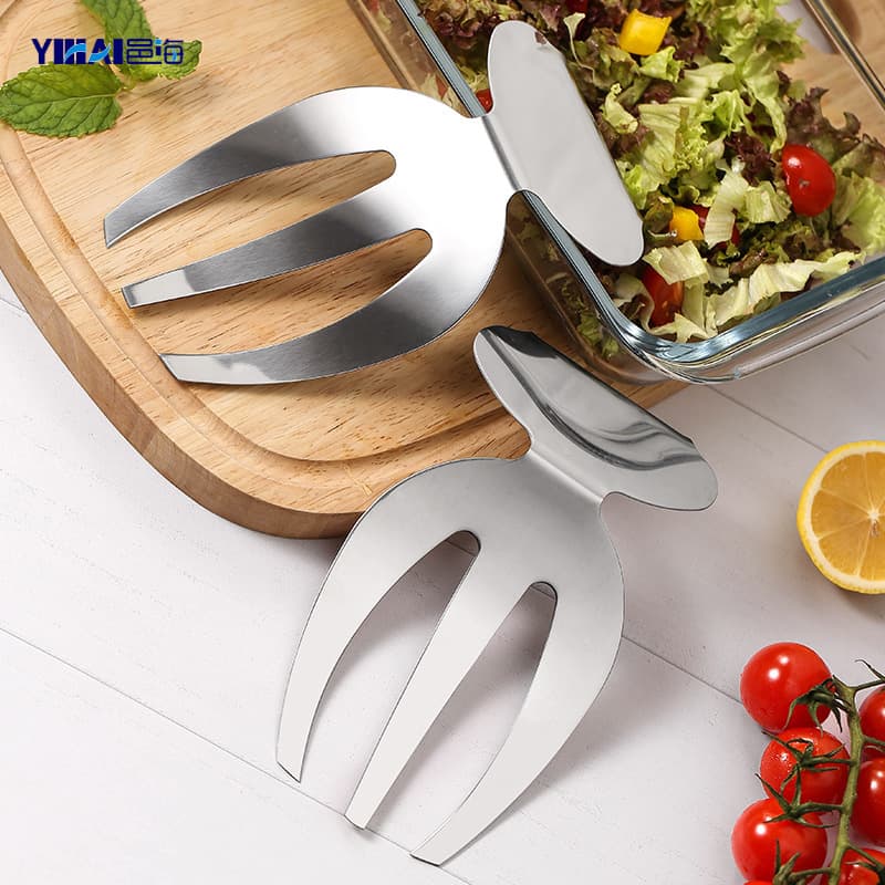 Stainless Steel Salad Claw Stirring Fork, Creative Fruit Salad Tool, Three-Finger Salad Hand Blender, Kitchen Gadget