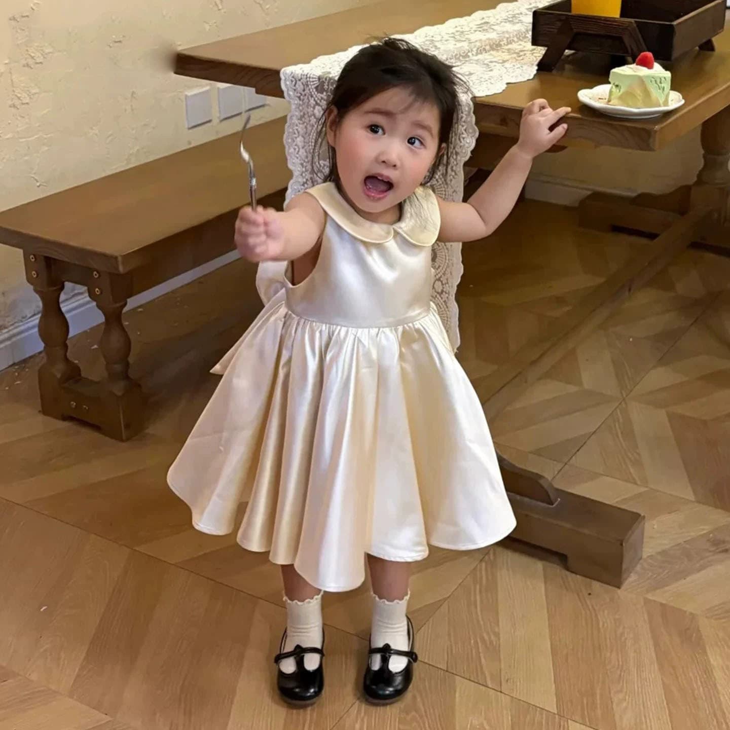 High-End Baby Girl First Birthday Dress, Satin Flower Girl Princess Gown for Toddler, Elegant Catch-the-Age Ceremony Outfit