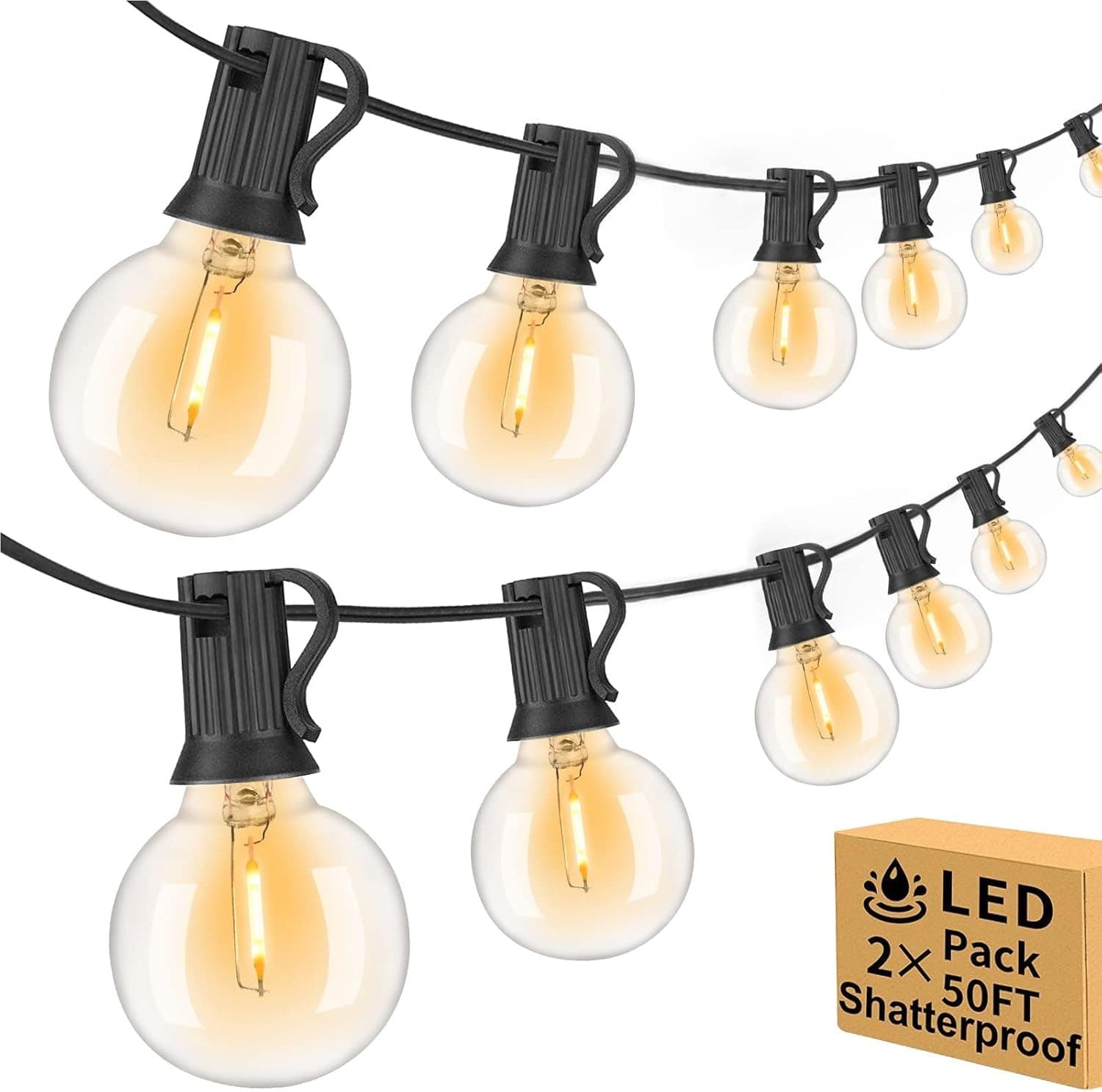 Cross-border US-standard plug G40 Christmas outdoor patio light string solar G40 light string 25 LED decoration
