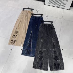 Qiqi Autumn Girls Children's Sweatpants Spring Autumn Girls Rhinestone Wide Leg Long Pants Casual Loose Medium to Large Kids Huzhou Children's Clothing