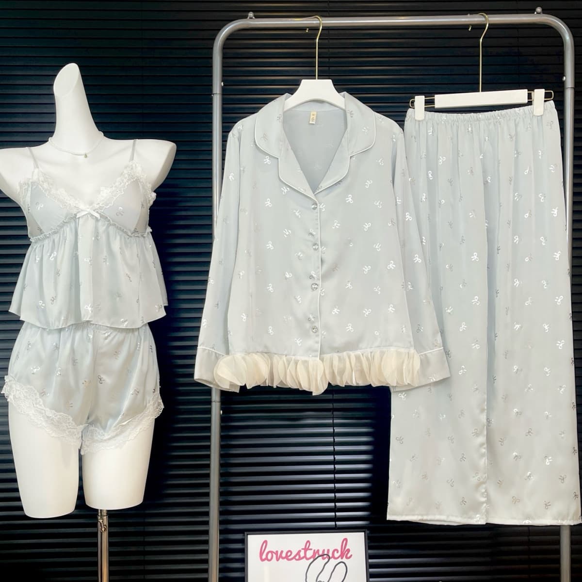 Women's Petal Nightgown with Padded Cups, Camisole Cardigan Set, Ice Silk Four-Piece Loungewear, Wearable Outside