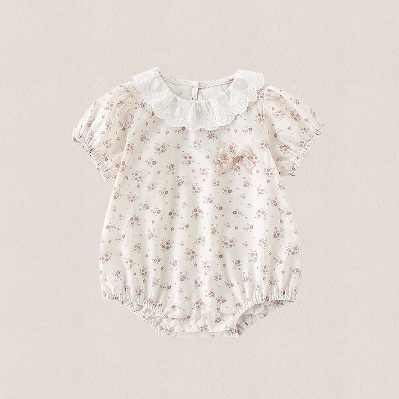 Infant and toddler girls floral harem summer triangle crawl suit 2026 new style baby girl short-sleeved hoodie
