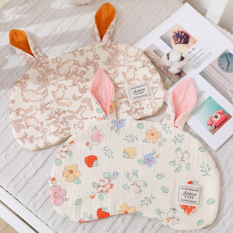 Crepe cloud pillow, baby cloud pillow, wrinkled crepe flat needle pillow, skin-friendly and soft cotton pillow, rabbit cloud pillow