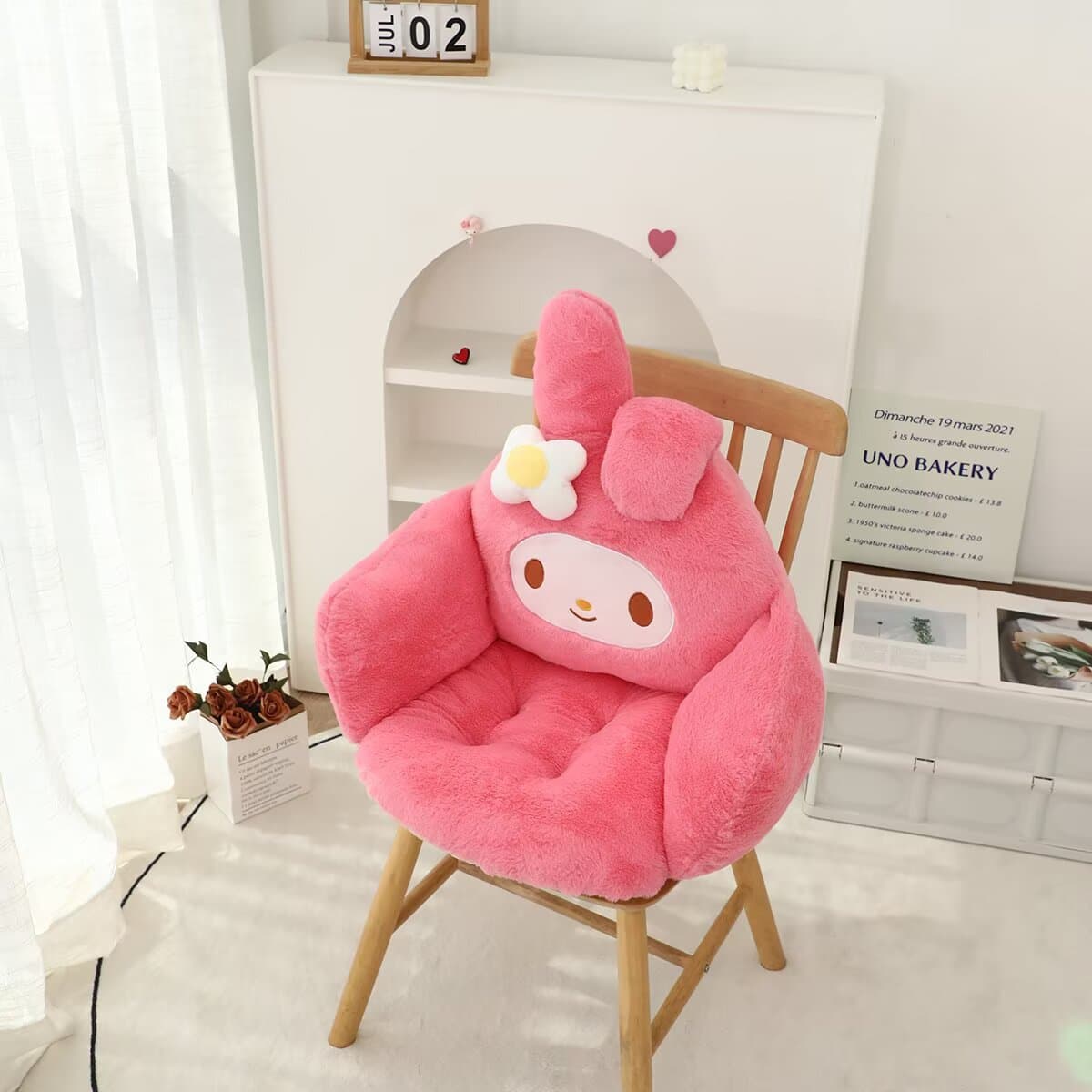 Japanese Melody Lumbar Support Cushion Semi-Enclosed Seat Lazy Sofa Office Chair Cushion Backrest Integrated