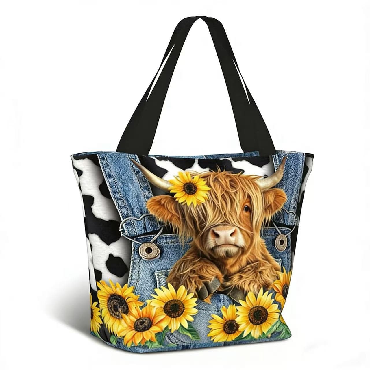 Beach Bag Sunflower Crown Calf Women's Handbag Large Capacity Shopping Work Travel Tote