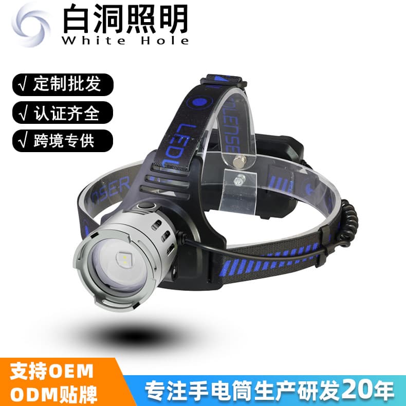 Cross-border White Laser Long-range Rechargeable Headlamp for Outdoor Night Fishing, Hiking, Zoomable Head-Mounted Flashlight