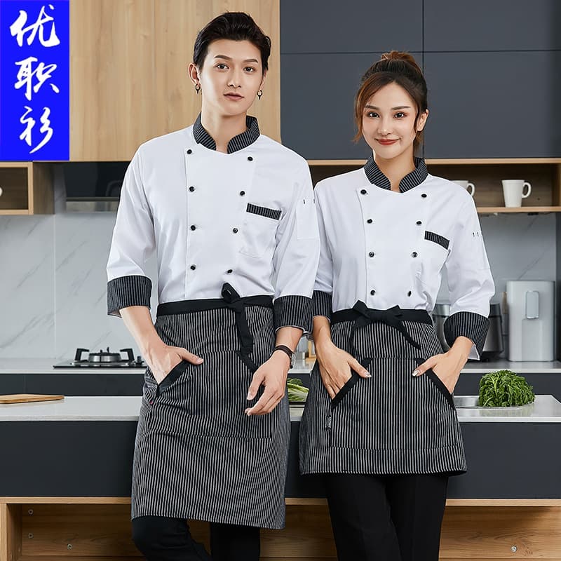 Chef Clothes Long Sleeve Autumn and Winter Clothes Hotel Restaurant Catering Kitchen Western Food Kitchen Clothes Chef Work New Style