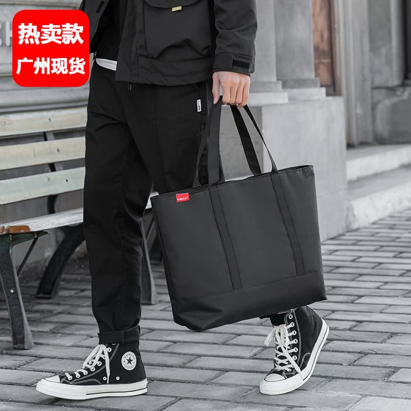 Japanese Workwear Style Trendy Men's Shoulder Sling Bag Women's Korean Version Canvas Casual Shopping Bag Handbag Large Capacity